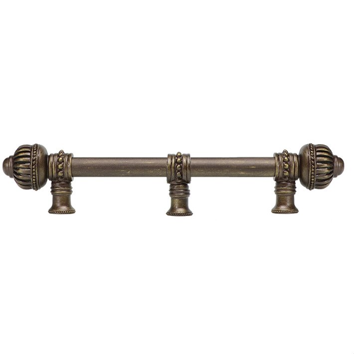 6" Centers Pull With Large Finial And Center Brace in Soft Gold