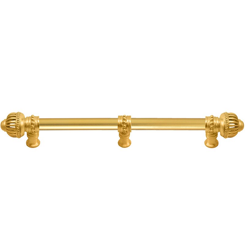 12" Centers Pull with Large Finial and 5/8" Smooth Center with Center Brace in Satin Gold