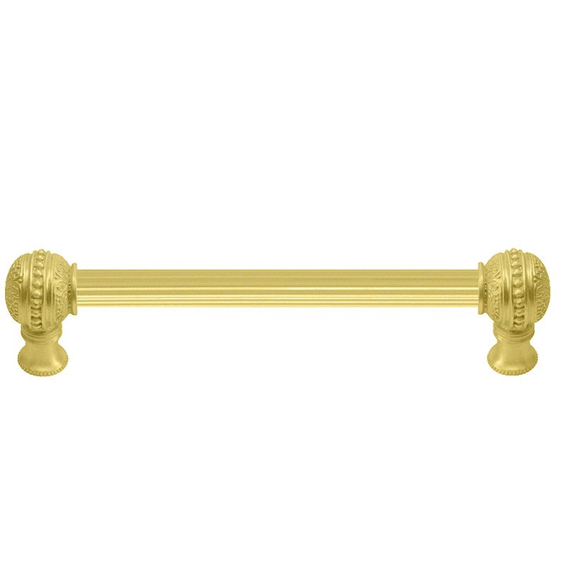 6" Centers With 5/8" Reeded Center Long Pull in Soft Gold