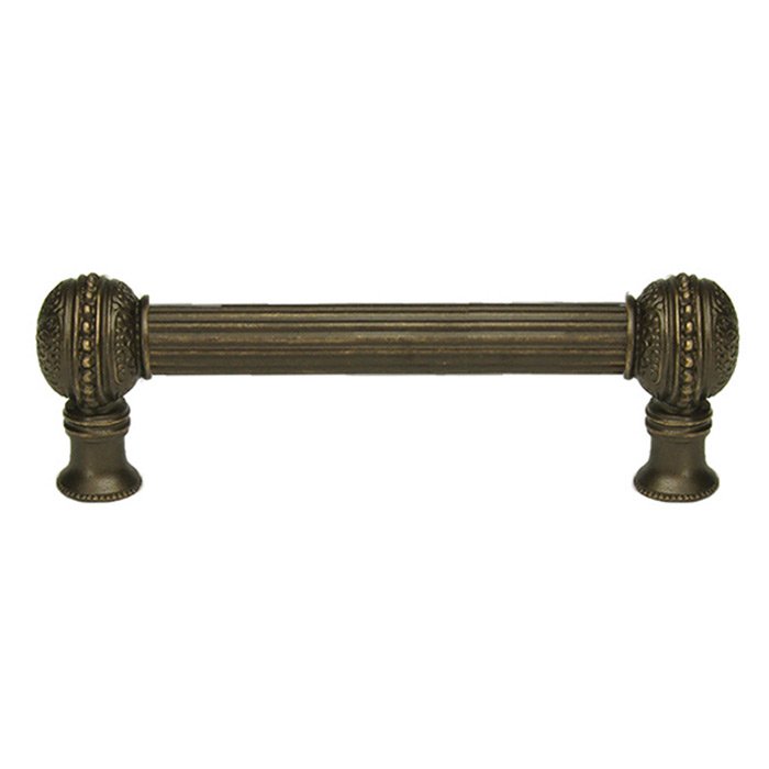 6" Centers With 5/8" Reeded Center Long Pull in Antique Brass