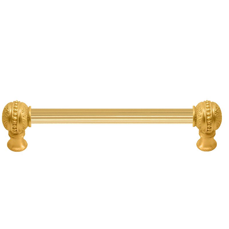 6" Centers With 5/8" Reeded Center Long Pull in Satin Gold