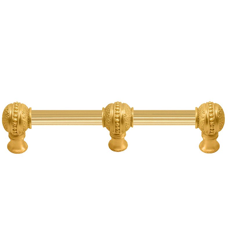6" Centers With 5/8" Reeded Center Long Pull With Center Brace in Satin Gold