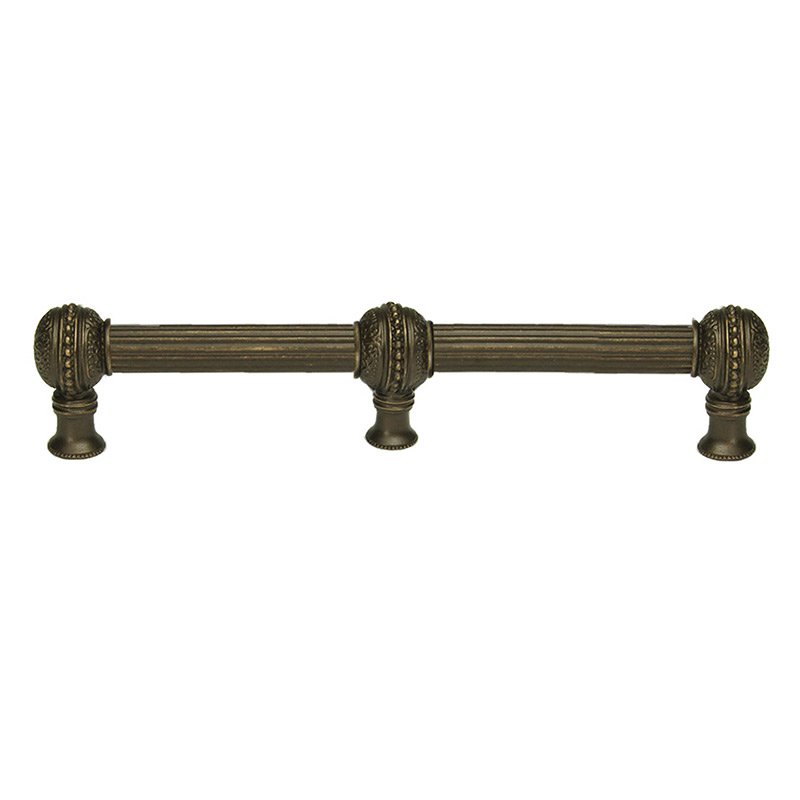 12" Centers With 5/8" Reeded Center Long Pull With Center Brace in Antique Brass