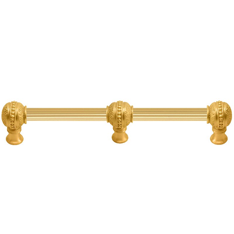 12" Centers With 5/8" Reeded Center Long Pull With Center Brace in Satin Gold