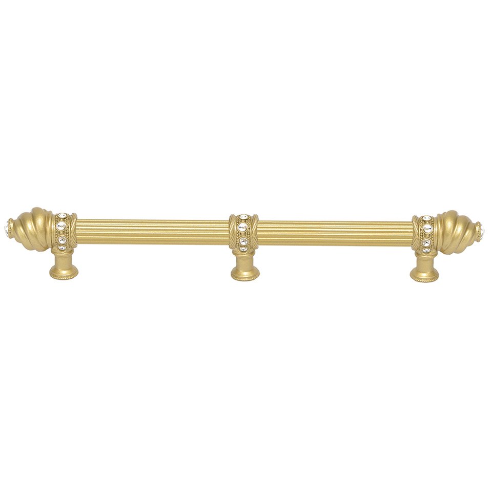 12" Centers Approx With 5/8" Reeded Center Long Pull With 23 Rivoli Swarovski Crystals With Center Brace In Antique Brass