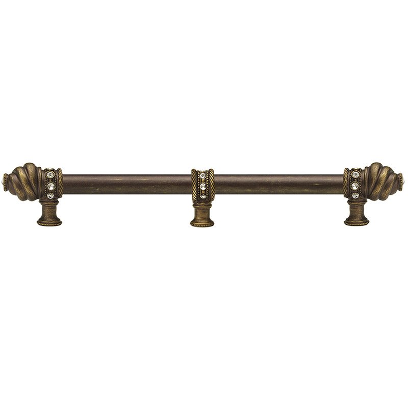 18" Centers Pull With 5/8" Smooth Center Long Pull With 23 Rivoli Swarovski Crystals With Center Brace In Antique Brass