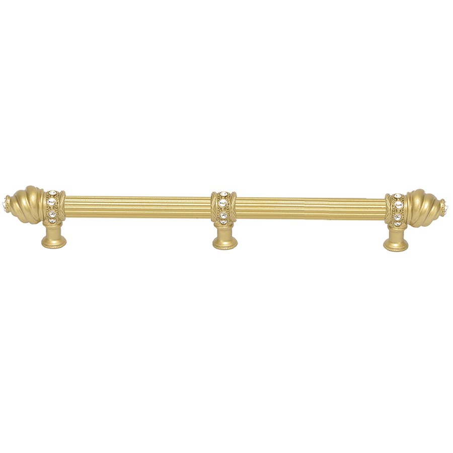 18" Centers Approx With 5/8" Reeded Center Long Pull With 23 Rivoli Swarovski Crystals With Center Brace In Antique Brass