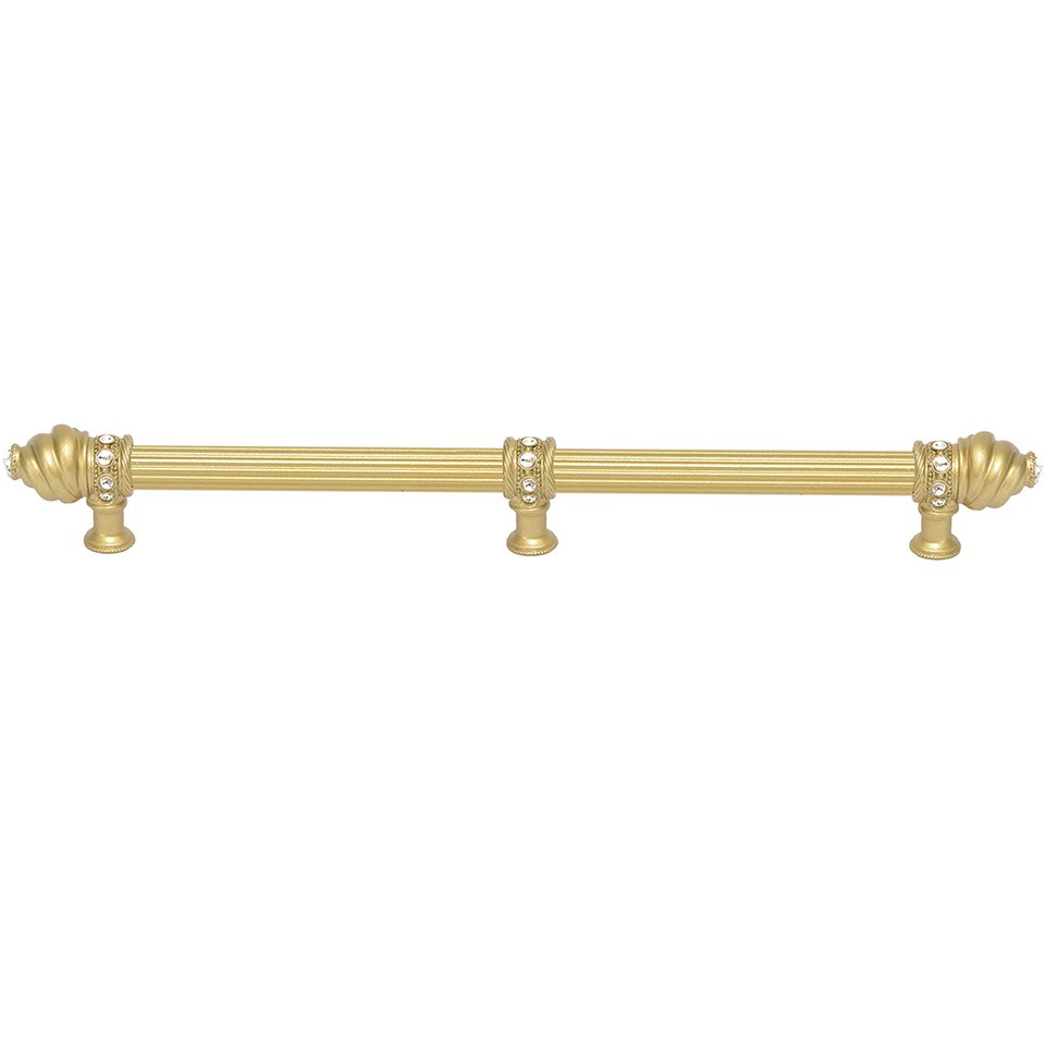 22" Centers Approx With 5/8" Reeded Center Long Pull With 23 Rivoli Swarovski Crystals With Center Brace In Antique Brass