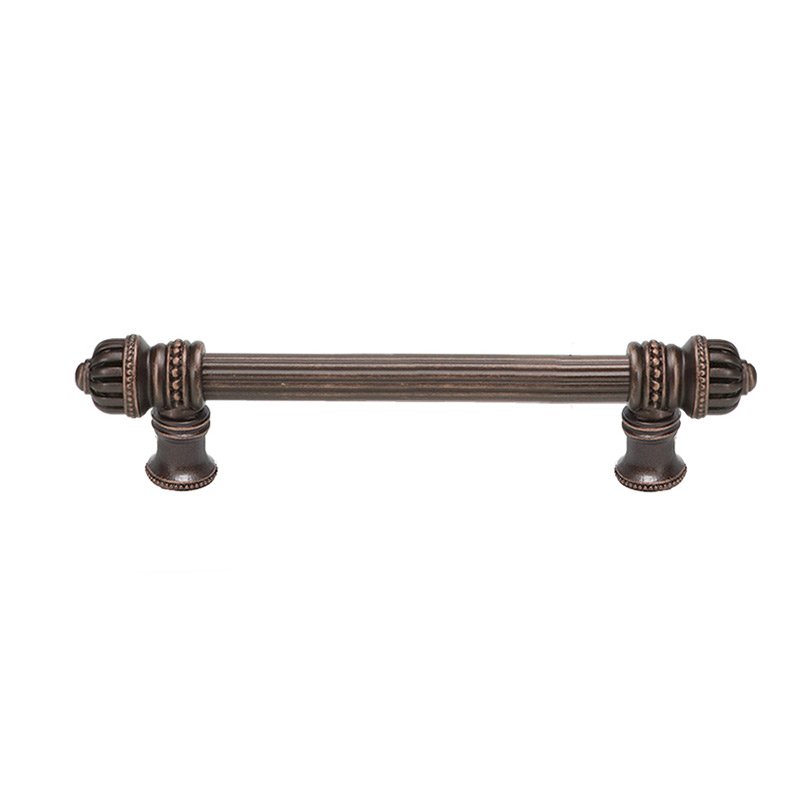 6" Centers 5/8" Thick Reeded Pull Small Finial in Oil Rubbed Bronze