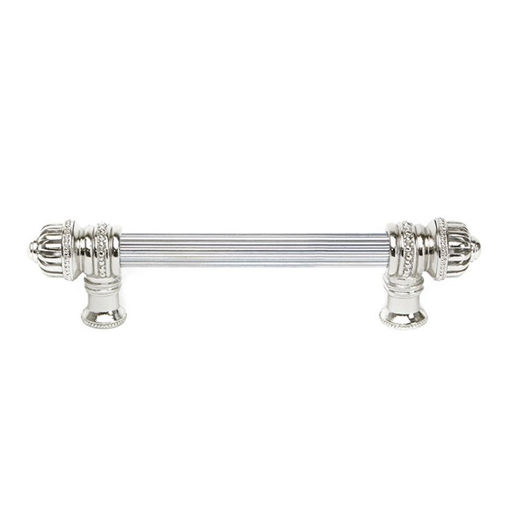 6" Centers 5/8" Thick Reeded Pull Small Finial in Platinum
