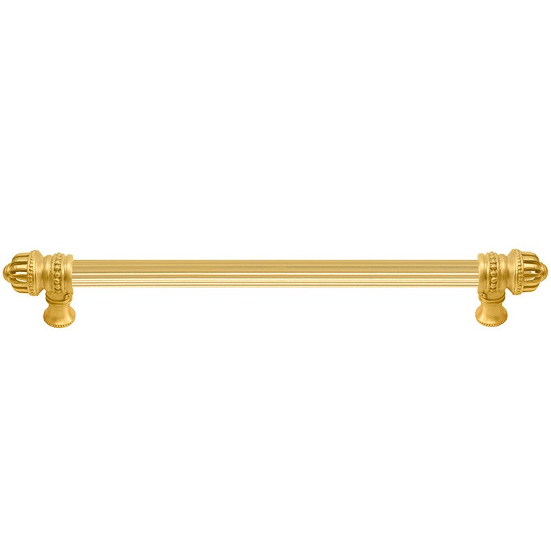 22" Centers 5/8" Thick Reeded Pull Small Finial in Satin Gold