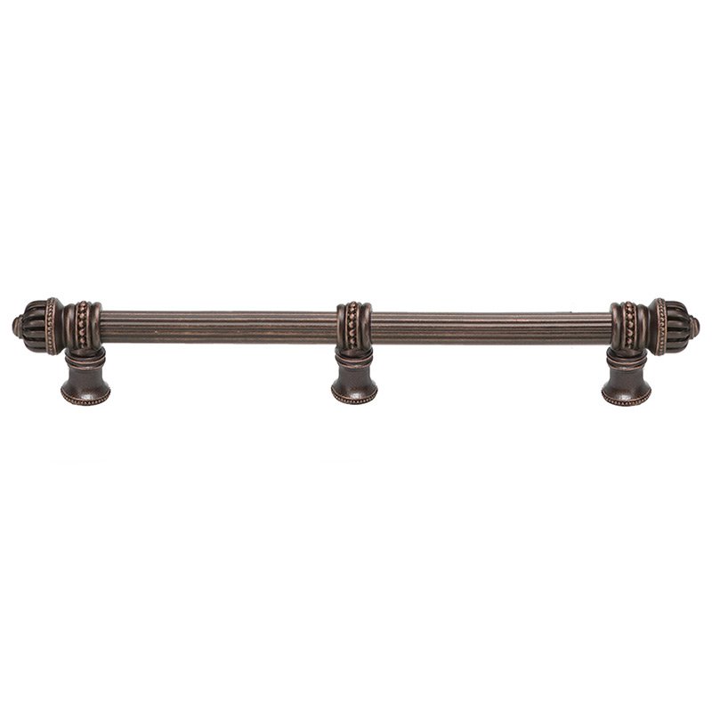 12" Centers 5/8" Thick Reeded Pull With Small Finial And Center Brace in Oil Rubbed Bronze