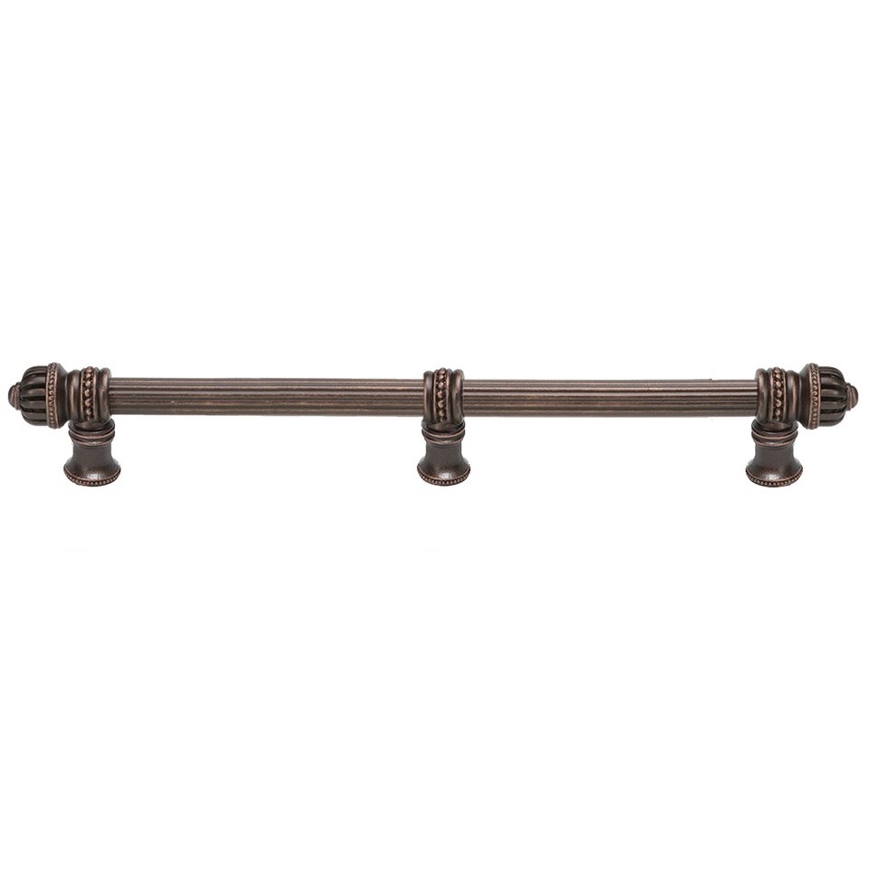 18" Centers Reeded Pull With Small Finial And Center Brace in Bronze