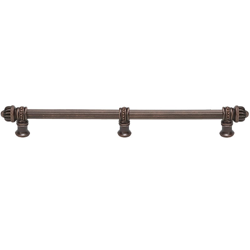 22" Centers 5/8" Thick Reeded Pull With Small Finial And Center Brace in Oil Rubbed Bronze