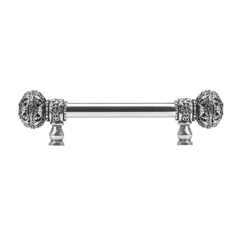 6" Centers 5/8" Smooth Bar pull with Large Finials in Chalice and 56 Crystal Swarovski Elements