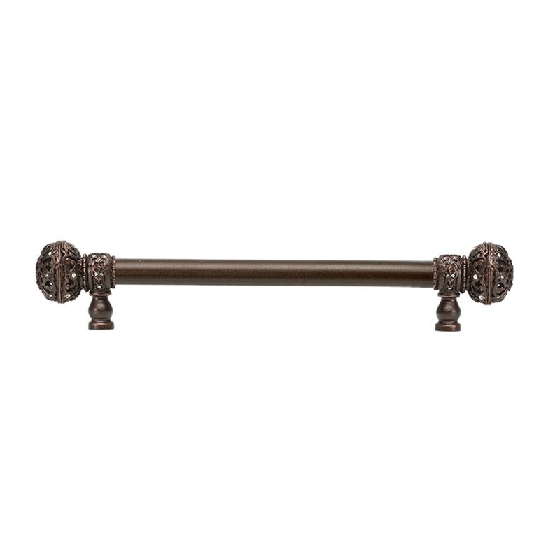 9" Centers 5/8" Smooth Bar pull with Large Finials in Oil Rubbed Bronze and 56 Crystal Swarovski Elements