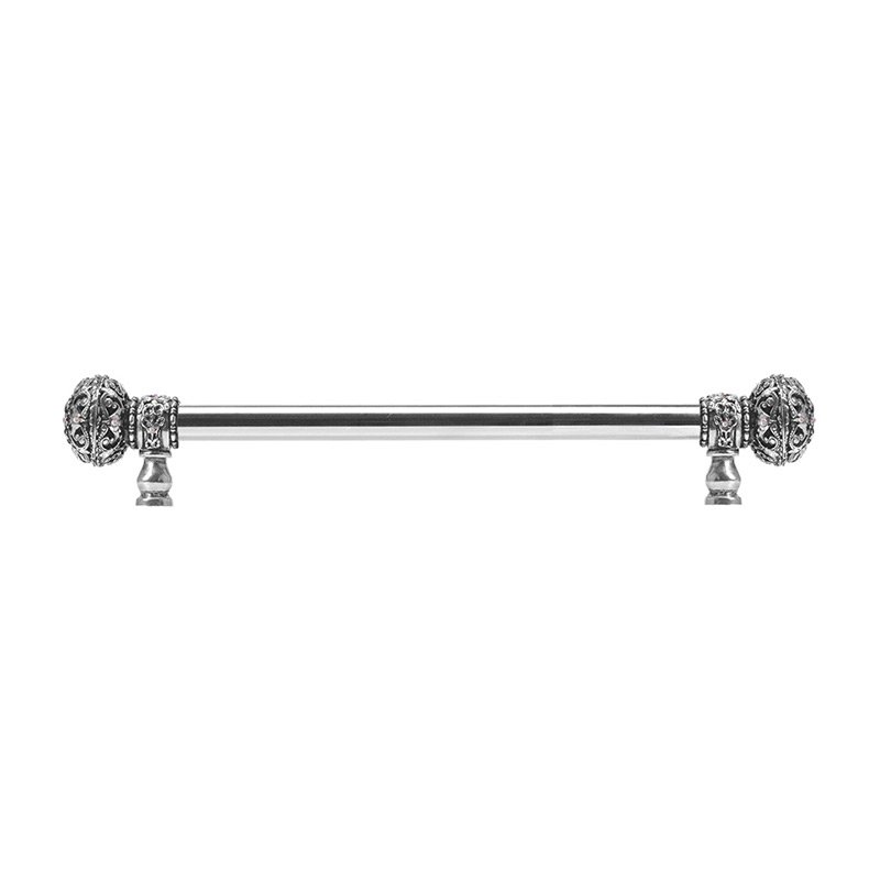 12" Centers 5/8" Smooth Bar pull with Large Finials in Chalice & 56 Clear And Aurora Borealis Swarovski Elements