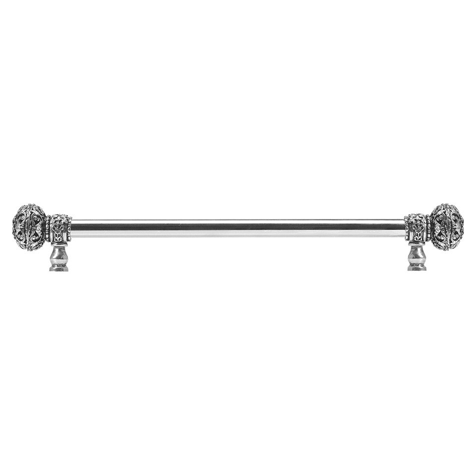 22" Centers 5/8" Smooth Bar pull with Large Finials in Jet & 56 Aurora Borealis Swarovski Elements