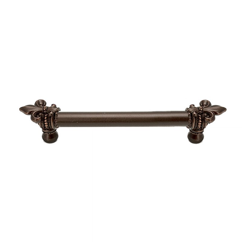 6" Centers 5/8" Thick Smooth Pull With Large Fleur De Lys in Oil Rubbed Bronze