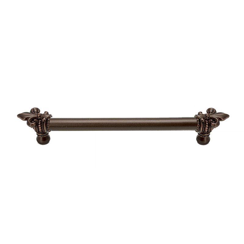 9" Centers 5/8" Thick Smooth Pull With Large Fleur De Lys in Oil Rubbed Bronze