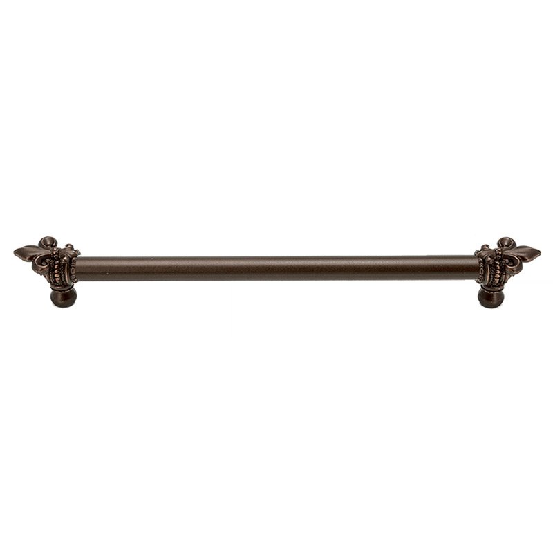 18" Centers 5/8" Thick Smooth Pull With Large Fleur De Lys in Oil Rubbed Bronze