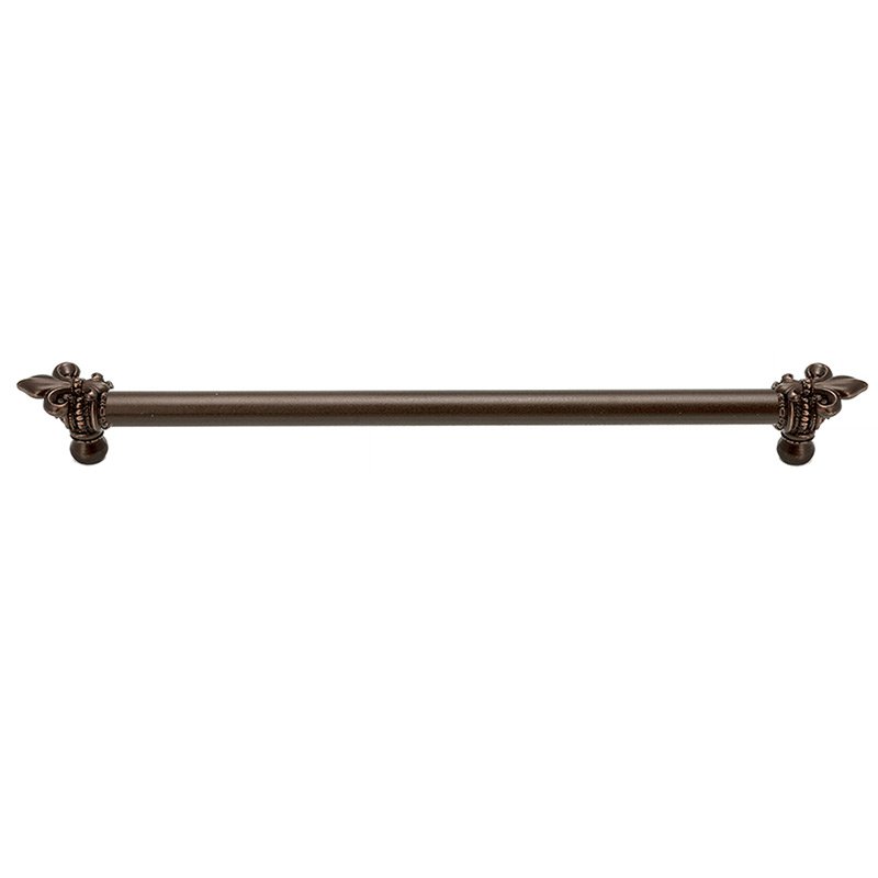 22" Centers 5/8" Thick Smooth Pull With Large Fleur De Lys in Oil Rubbed Bronze
