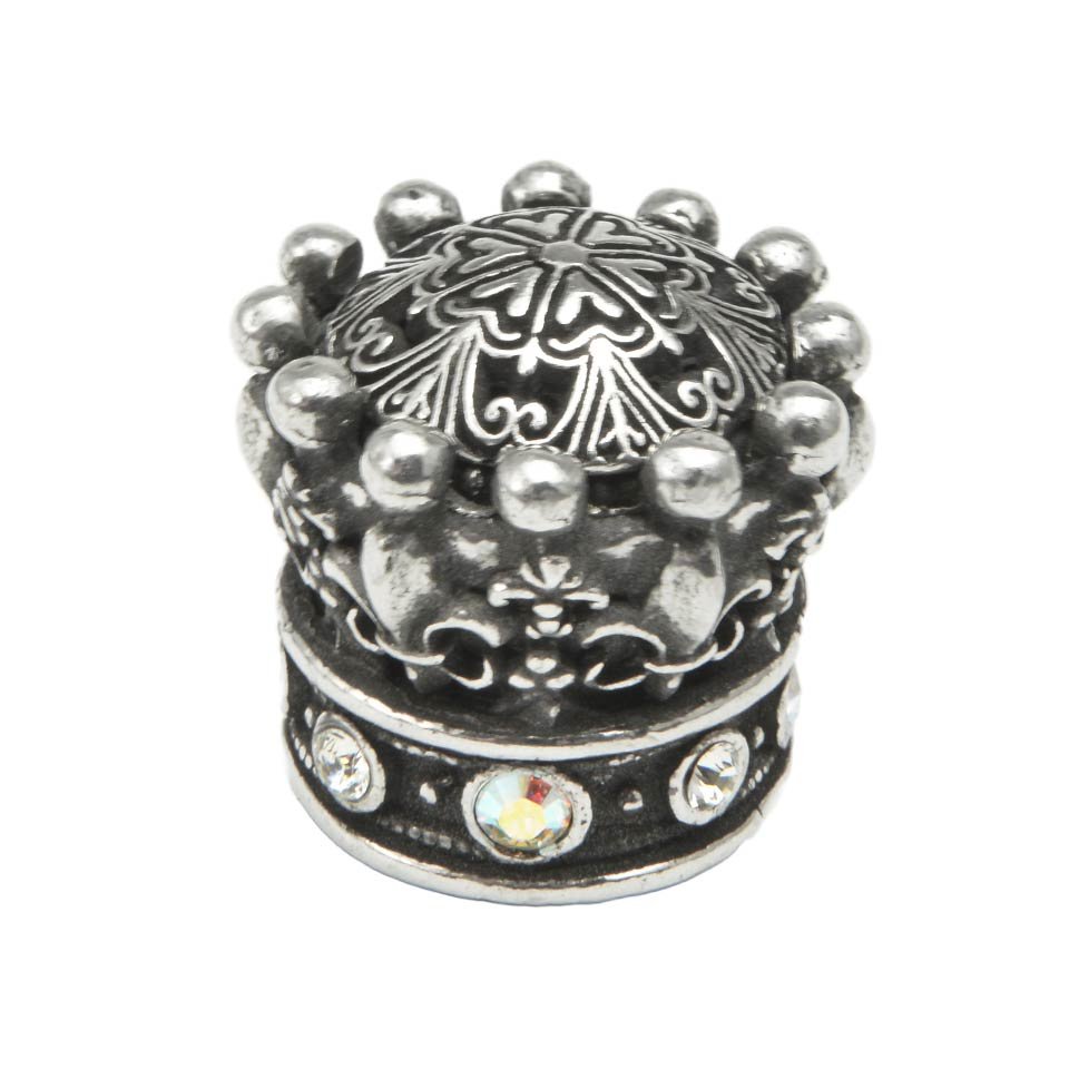 Queen Anne Large Knob With Swarovski Crystals in Chrysalis with Jet