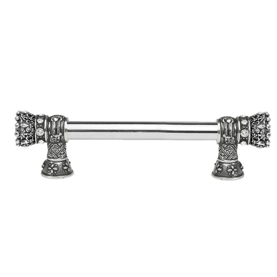 Queen Anne 6" Centers Pull With Swarovski Crystals in Antique Brass with Vitrail Light