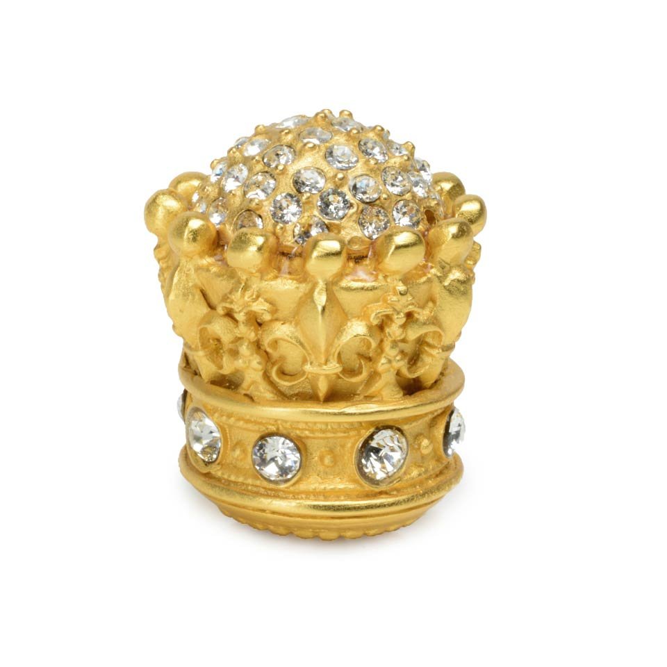 Queen Elizabeth Large Knob With Swarovski Crystals in Soft Gold with Jet