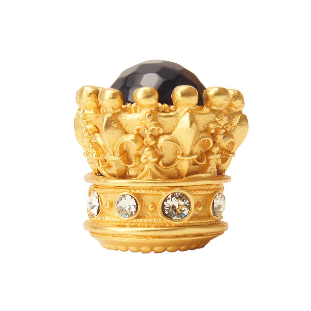 Queen Penelope Large Knob With Swarovski Crystals & Onyx Stones in Satin Gold with Crystal
