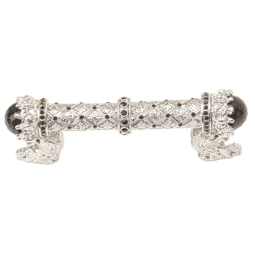 Queen Penelope 3" Centers Pull With Swarovski Crystals & Onyx Stones in Chrysalis with Crystal