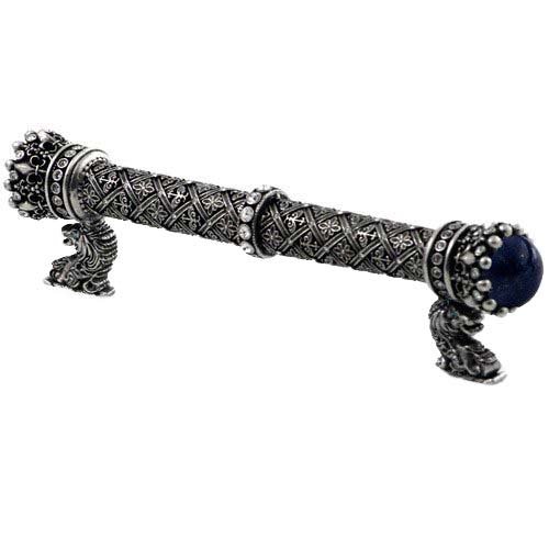 4" Centers Pull with Swarovski Elements & Semi-Precious Stones in Cobblestone with Crystal and Onyx Crystal