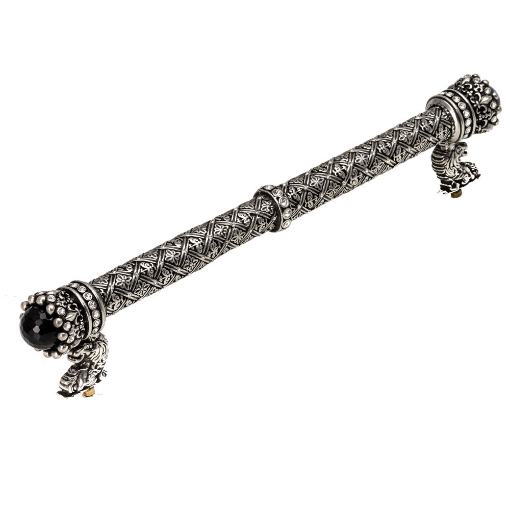 Queen Penelope 9" Centers Pull With Swarovski Crystals & Semi-Precious Stones in Antique Brass with Aquamarine