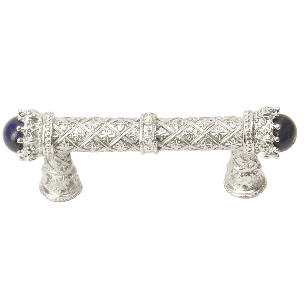 Queen Penelope 3" Centers Pull With Swarovski Crystals & Lapis Crystal Stones in Platinum with Crystal