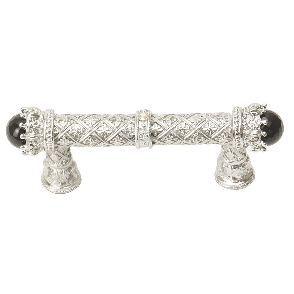 Queen Penelope 3" Centers Pull With Swarovski Crystals & Semi-Precious Stones in Platinum with Crystal