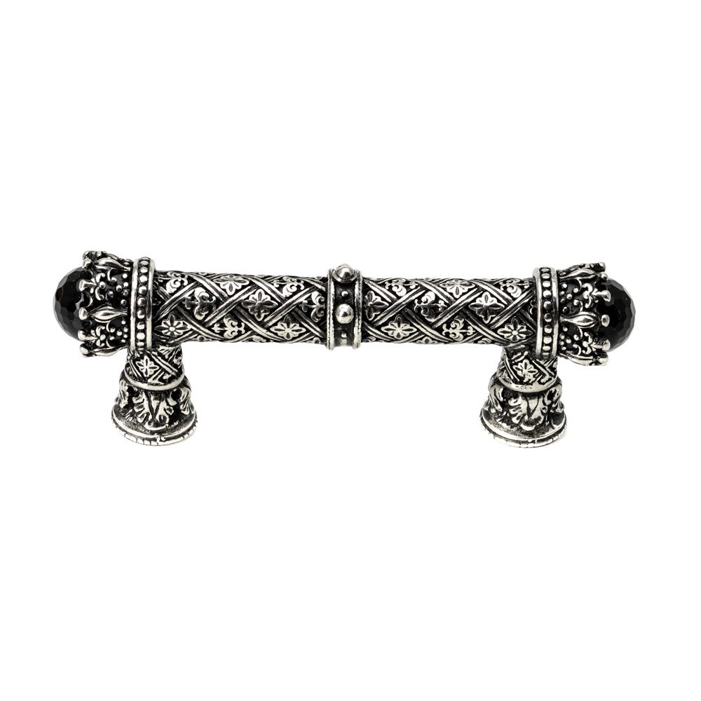King George 3" Centers Pull W/Onyx Stones in Platinum