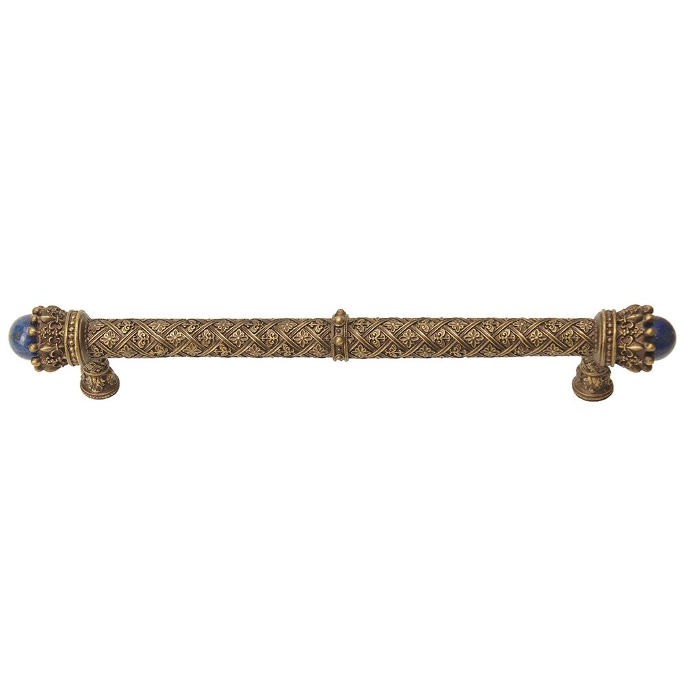 King George 9" Centers Pull with Lapis Stones in Antique Brass