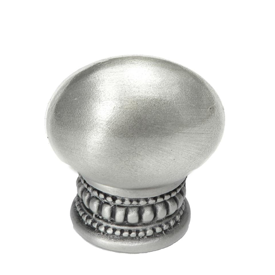 Large Oval Knob with Beaded Treatment on Bottom in Satin