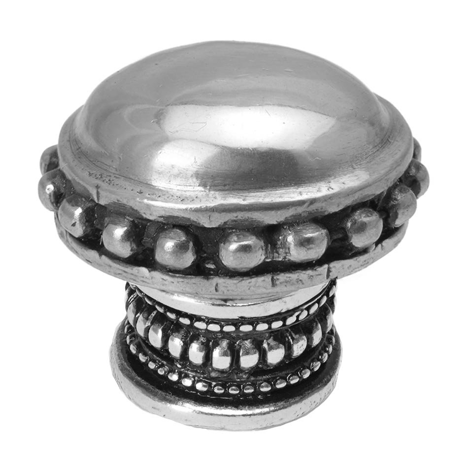 Classic Large Round Knob With Beaded Rim And Beaded Treatment On Bottom in Jet