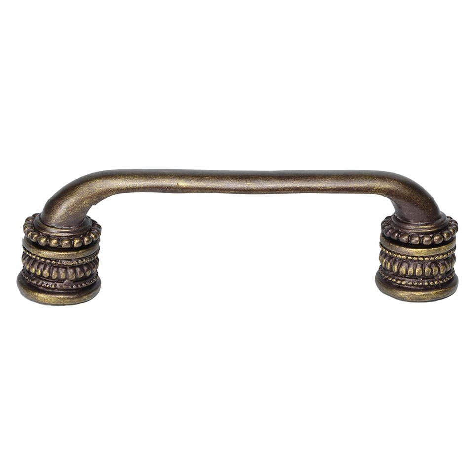 4" Center Pull with Beaded Treatment on Bottom in Antique Brass