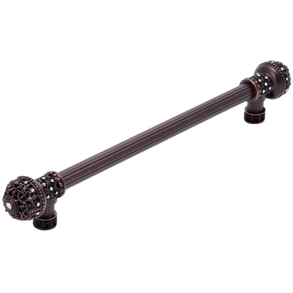 Fleur De Lys 18" Centers Long Pull Large Finial With Swarovski Crystals in Bronze with Crystal