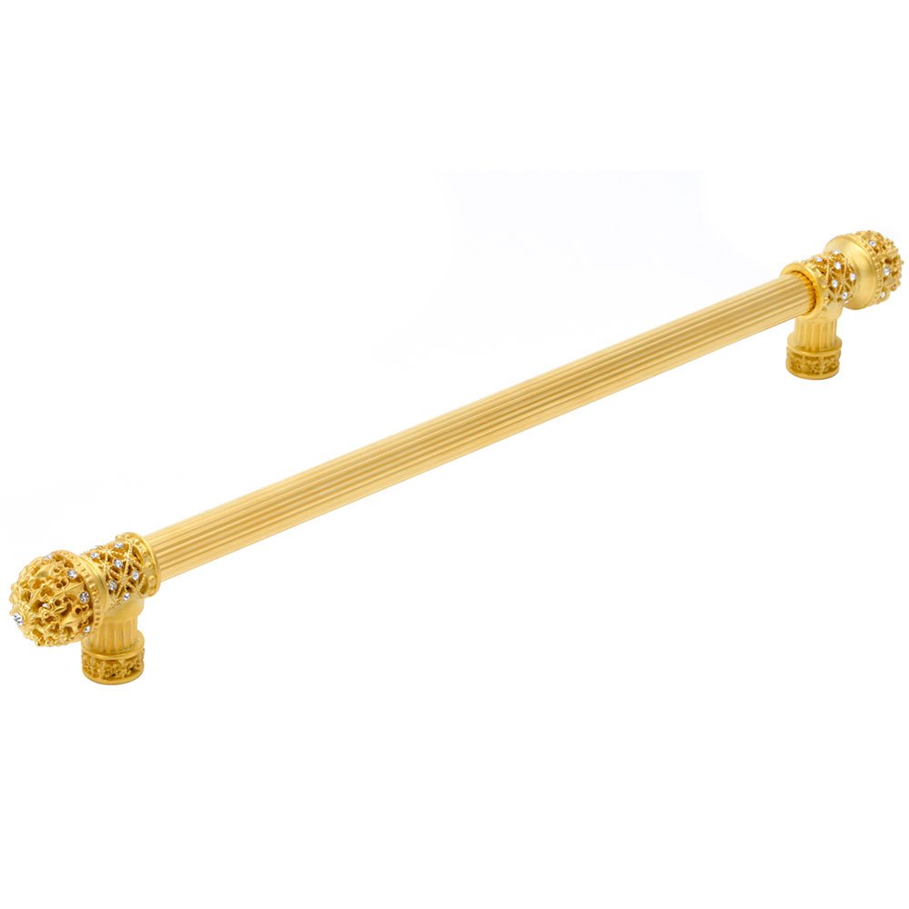Fleur De Lys 22" Centers Long Pull Small Finial With Swarovski Crystals in Soft Gold with Crystal