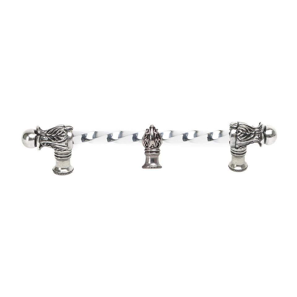 Acanthus 9" Centers 3/8" Twist Bar Romanesque Style With Center Brace in Cobblestone