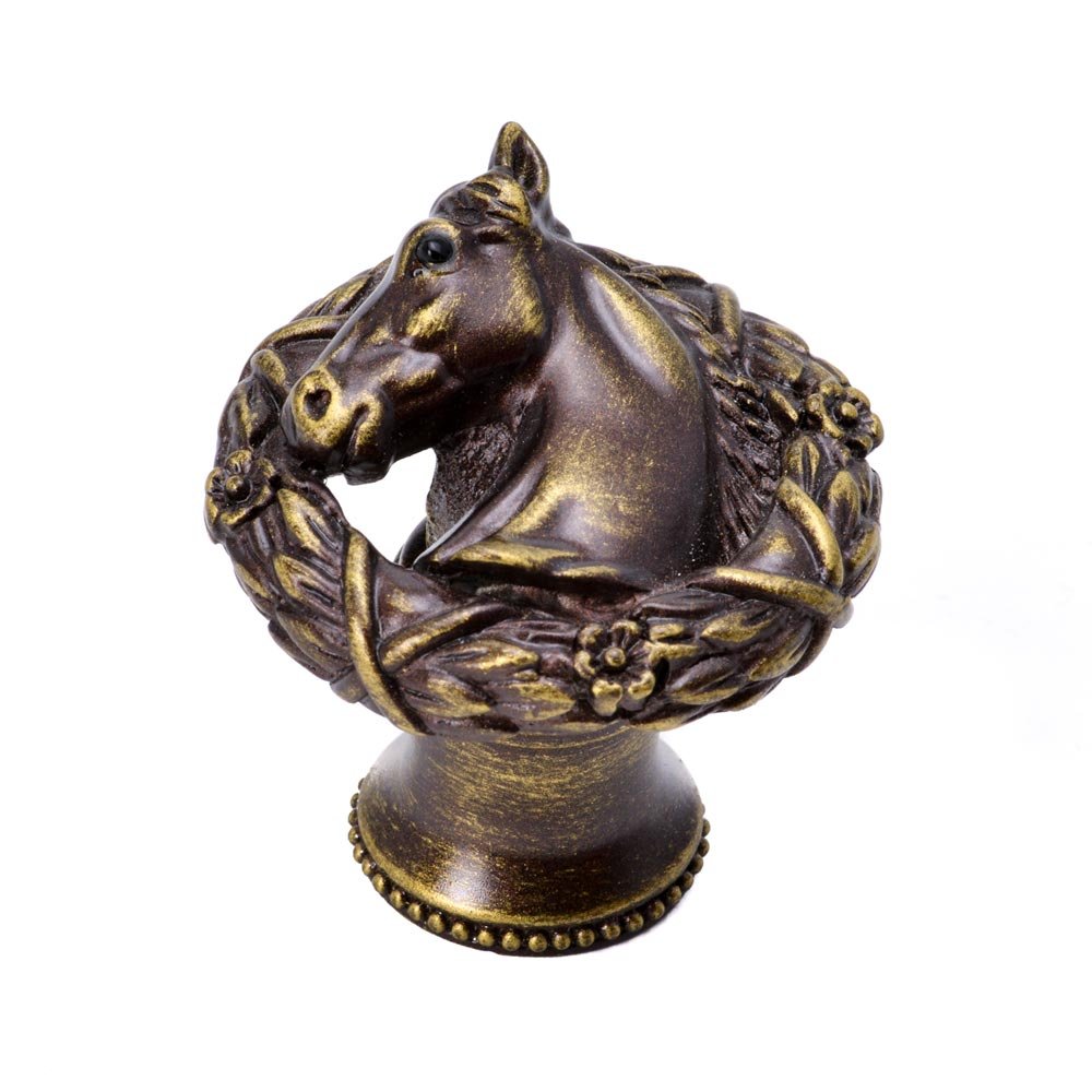 Horse In Classic Laurel Leaf Wreath Knob Left in Oil Rubbed Bronze