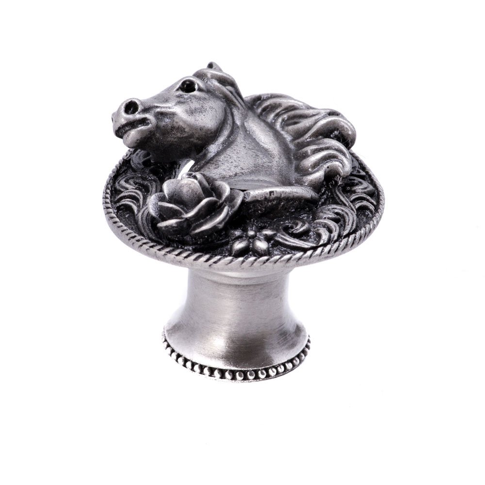 Horse In A Horse Shoe With A Rose Knob Left in Oil Rubbed Bronze