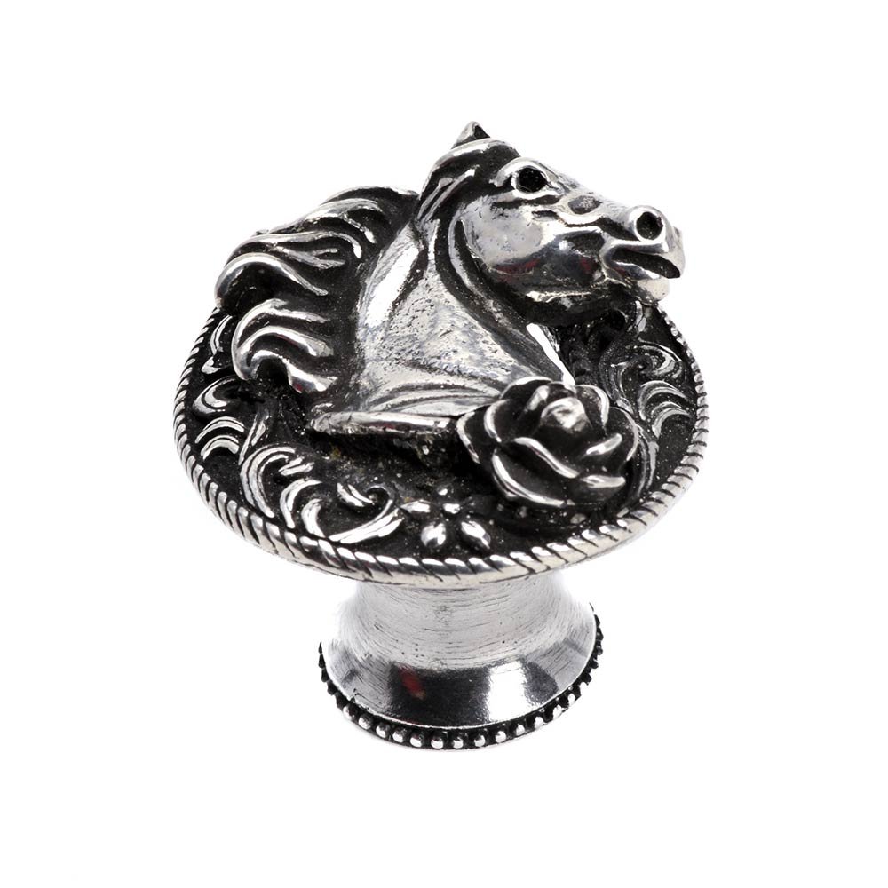 Horse In A Horse Shoe With A Rose Knob Right in Cobblestone