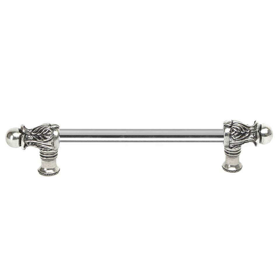 Acanthus 9" Centers 1/2" Round Smooth Bar Long Pull Romanesque Style in Platinum