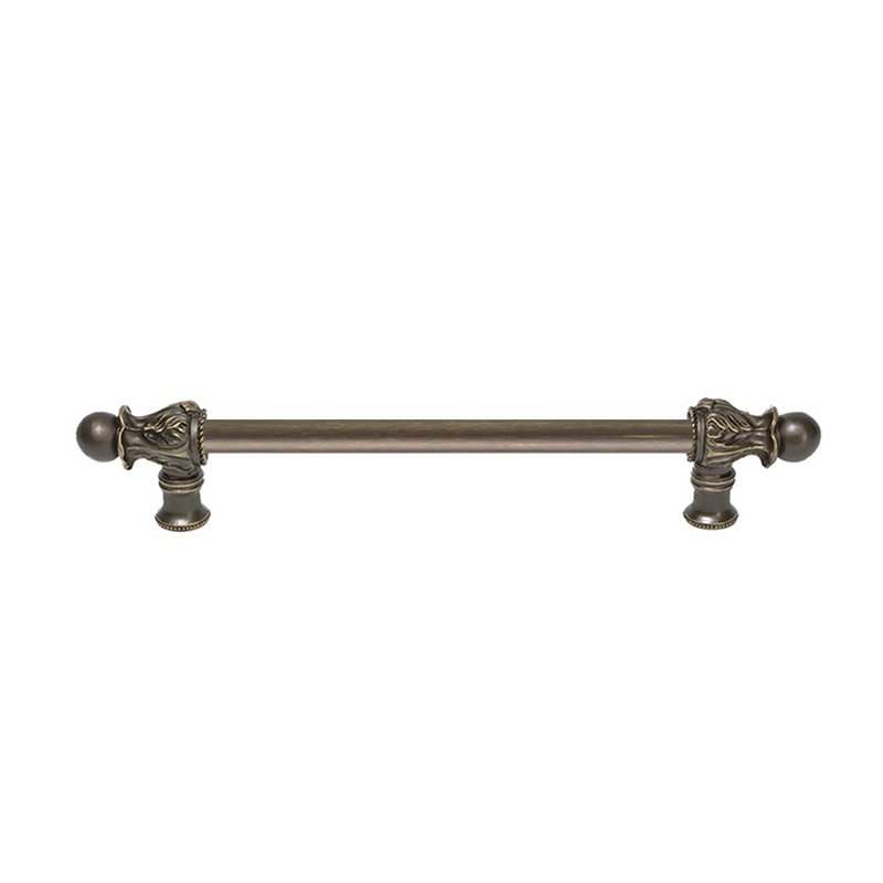 9" Centers 1/2" Round Smooth Bar Long Pull Romanesque Style in Antique Brass