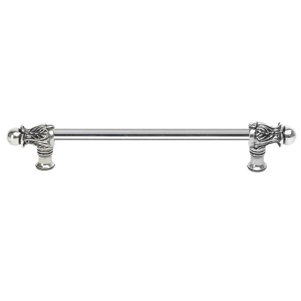 Acanthus 12" Centers 1/2" Round Smooth Bar Long Pull Romanesque Style in Platinum