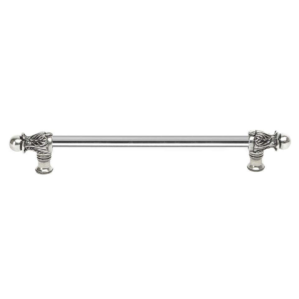 Acanthus 18" Centers 1/2" Round Smooth Bar Long Pull Romanesque Style in Platinum
